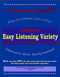 Book cover of 'Easy Listening Variety' collection by garydahl, featuring text about playing accordion like a pro.