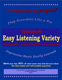 Book cover of 'Easy Listening Variety' collection for accordion, with colorful text and blue border.