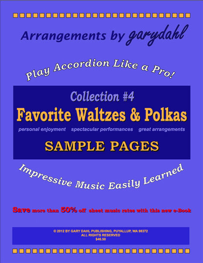 Favorite Waltzes and Polkas eBook accordion arrangements by Gary Dahl