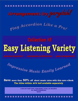 Easy Listening Variety eBook accordion arrangements by Gary Dahl