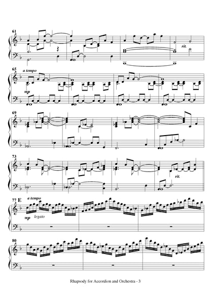 Rhapsody for Solo Accordion and Orchestra (Small orchestra arrangement)