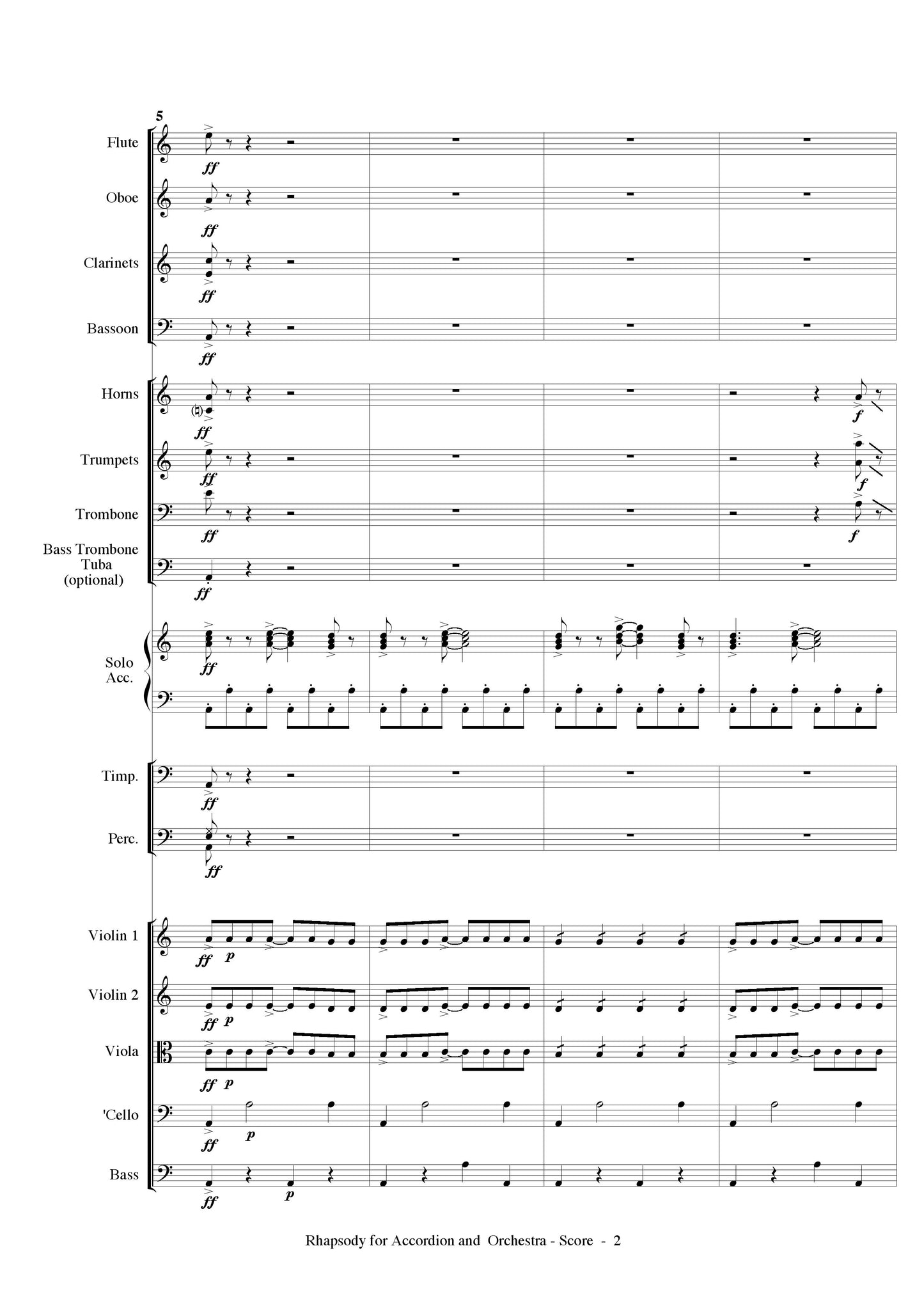 Rhapsody for Solo Accordion and Orchestra (Small orchestra arrangement)