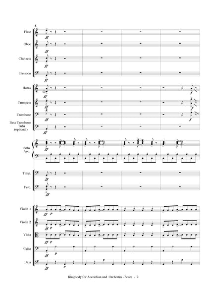 Rhapsody for Solo Accordion and Orchestra (Small orchestra arrangement)