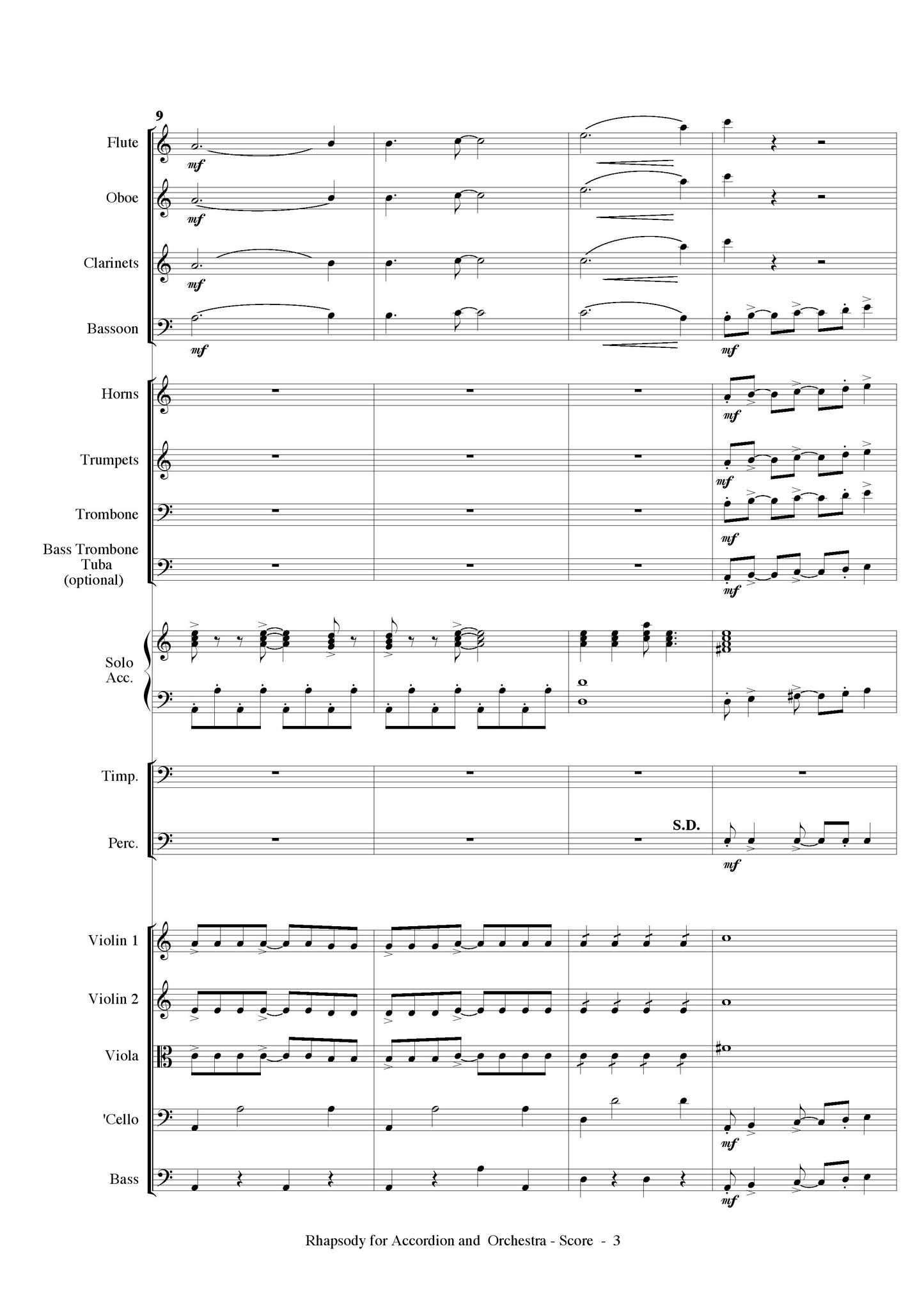 Rhapsody for Solo Accordion and Orchestra (Small orchestra arrangement)