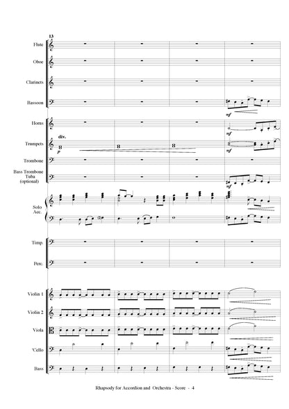 Rhapsody for Solo Accordion and Orchestra (Small orchestra arrangement)