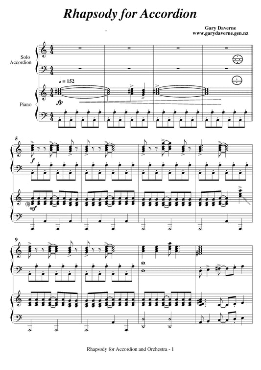 Rhapsody for Solo Accordion and Piano Accompaniment