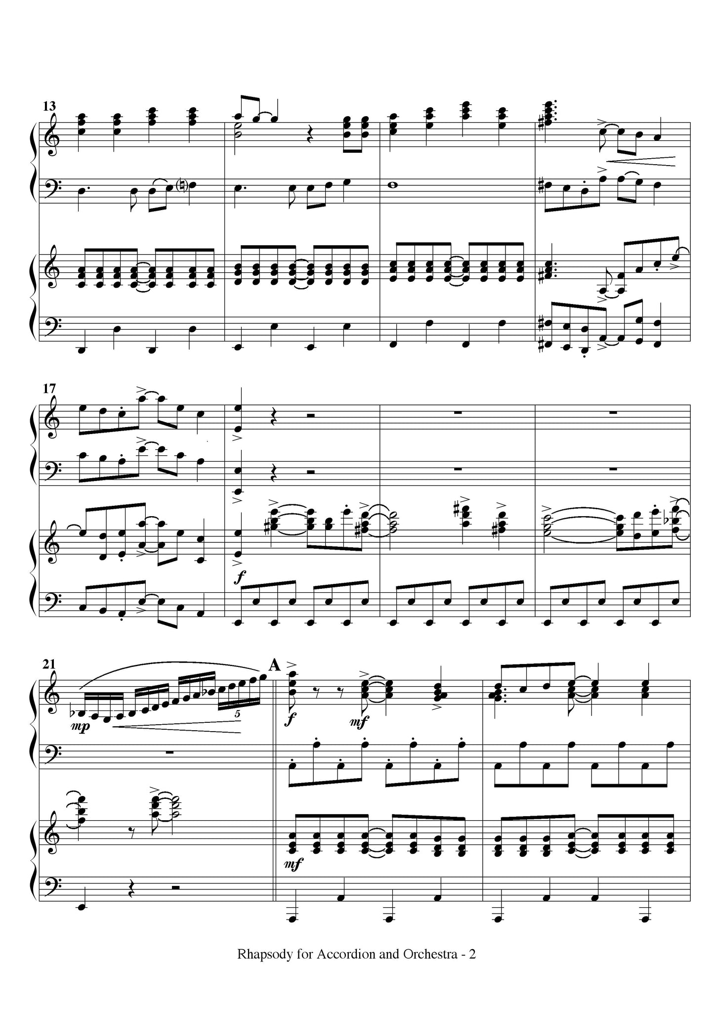Rhapsody for Solo Accordion and Piano Accompaniment