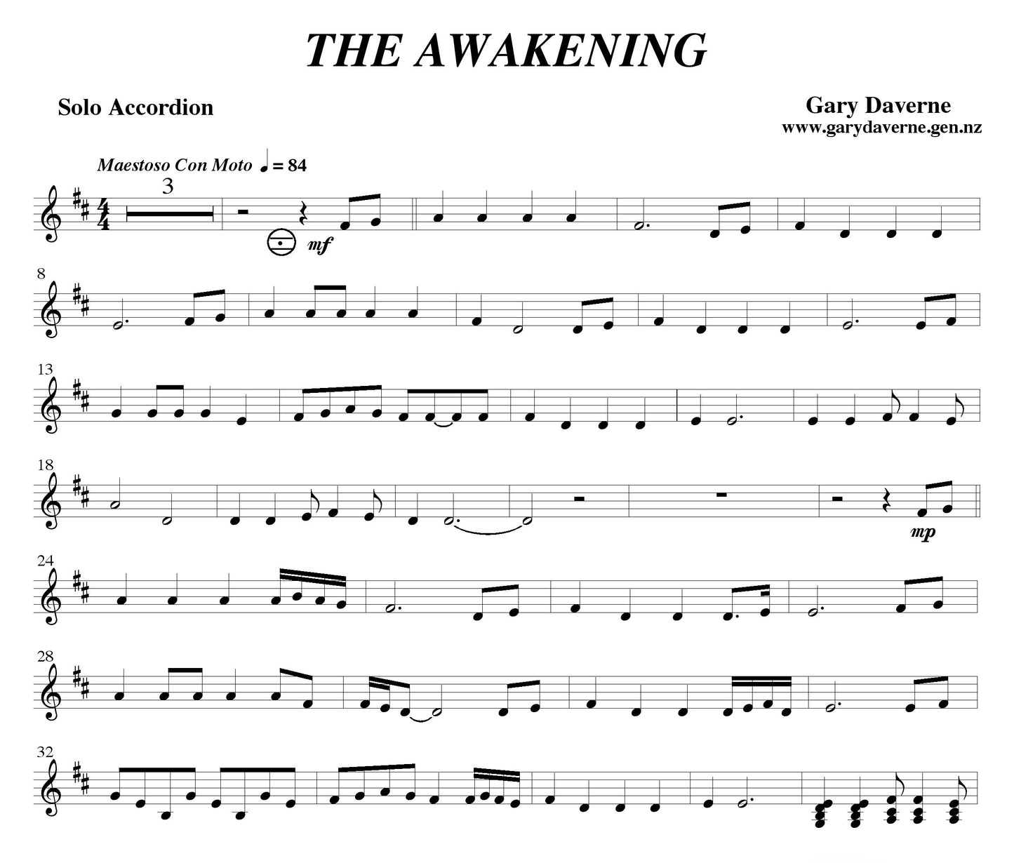 The Awakening (for accordion and piano duet)