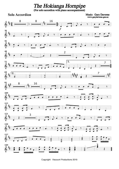 Hokianga Hornpipe (For solo accordion with piano accompaniment)