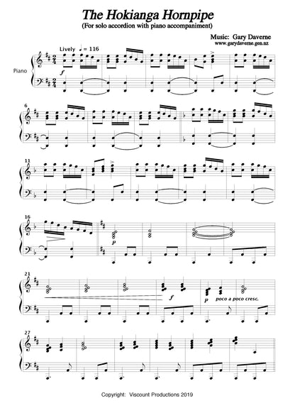 Hokianga Hornpipe (For solo accordion with piano accompaniment)
