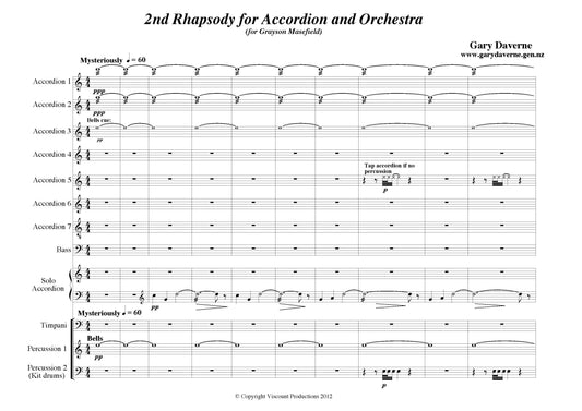 2nd Rhapsody for Solo Accordion and Symphony Orchestra - Score & Parts