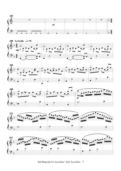 2nd Rhapsody for Solo Accordion and Accordion Orchestra - Score & Parts