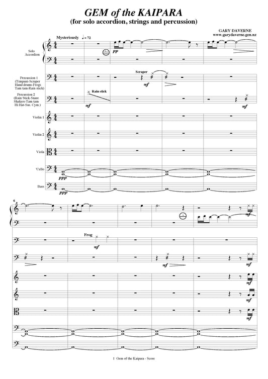 Gem of the Kaipara (for solo accordion, strings and percussion)