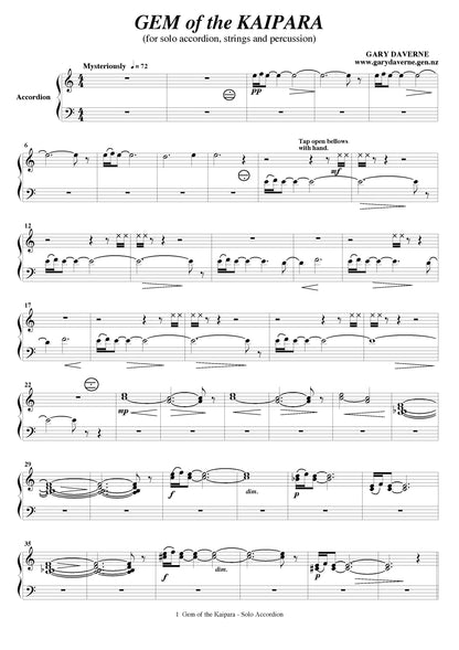 Gem of the Kaipara (for solo accordion, strings and percussion)