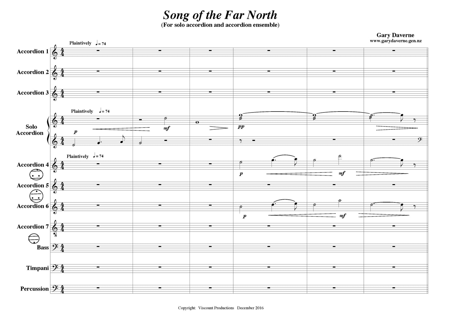 Song of the Far North (for solo accordion and accordion ensemble)