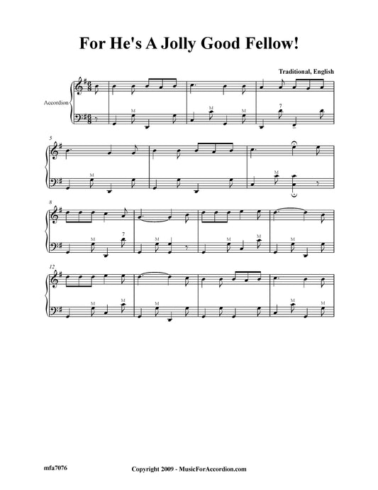 For He's A Jolly Good Fellow (Solo)