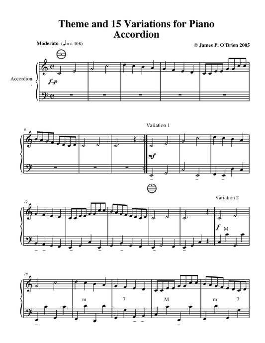 Theme And 15 Variations For Piano Accordion
